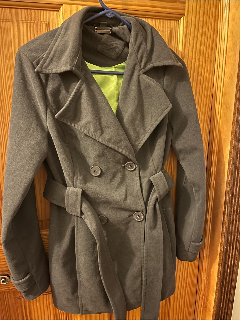 Jou Jou Olive Green Double-Breasted Pea Coat